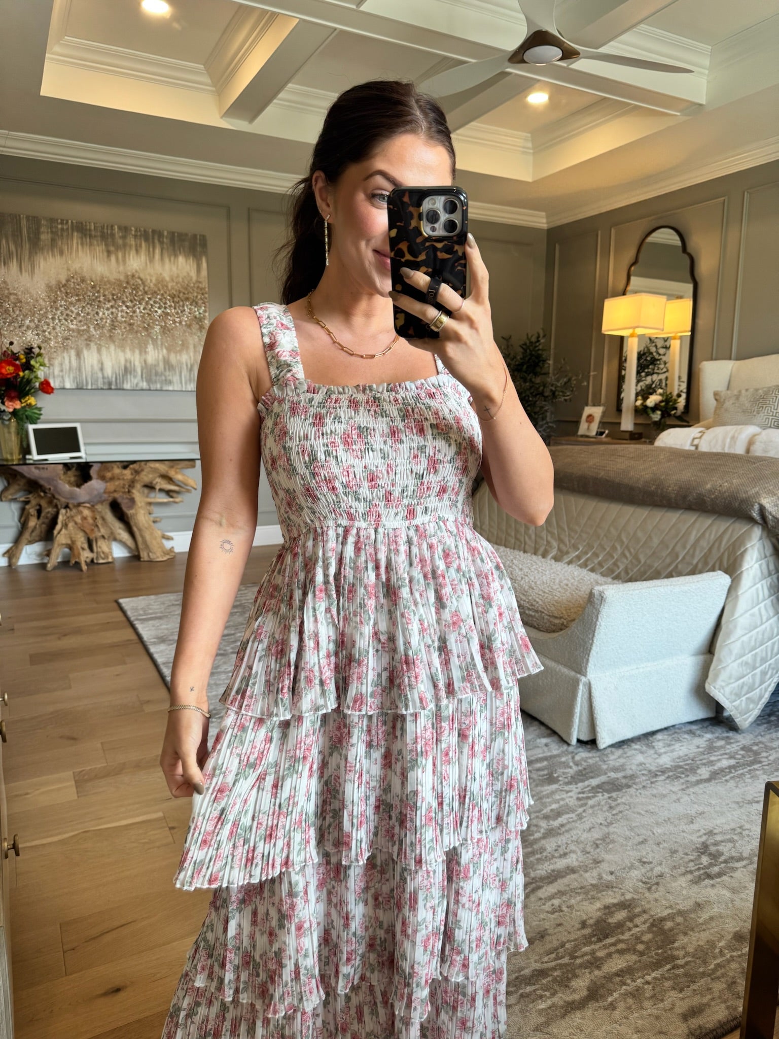 Sandra: Tiered Floral Midi Dress