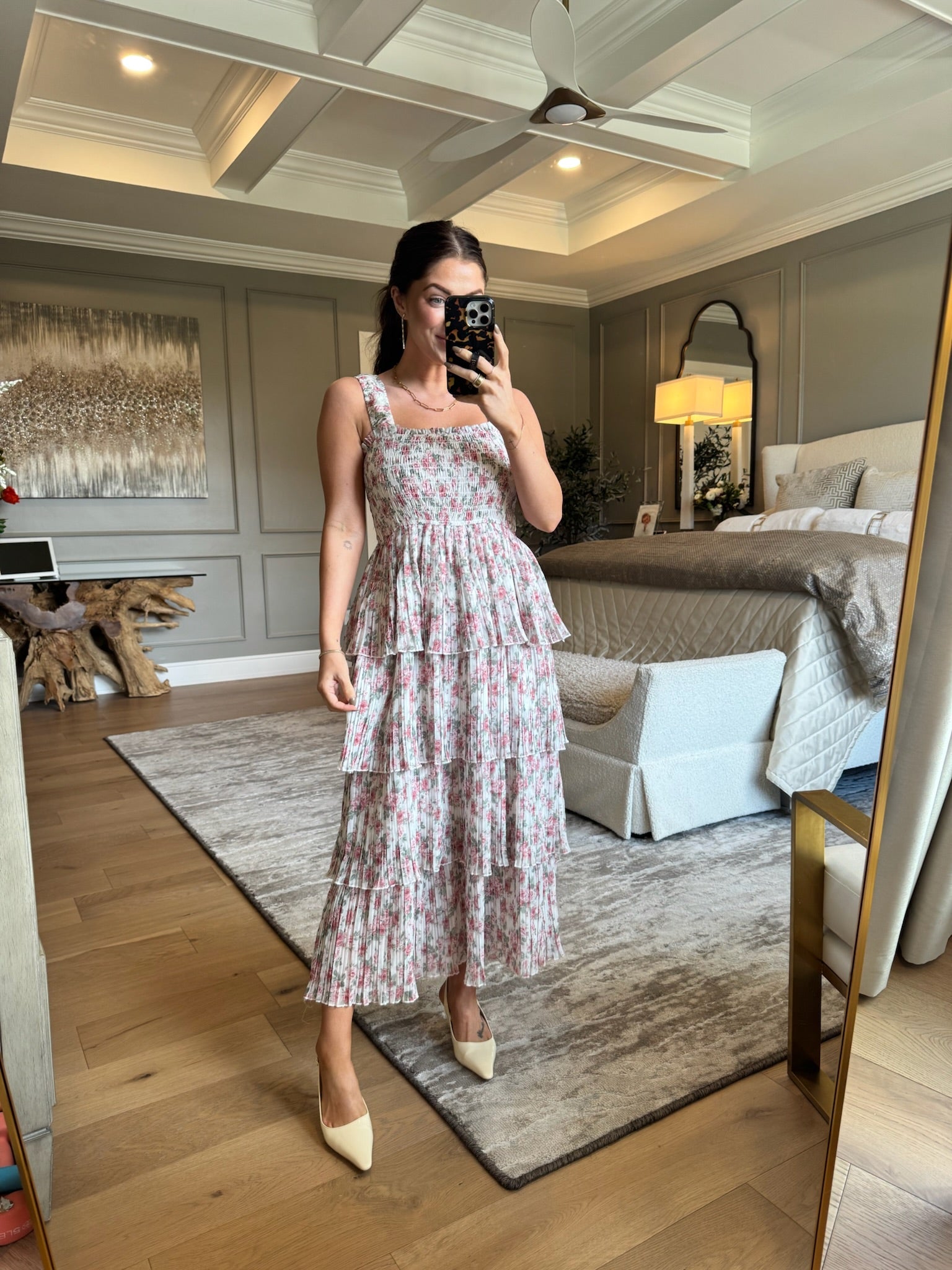 Sandra: Tiered Floral Midi Dress