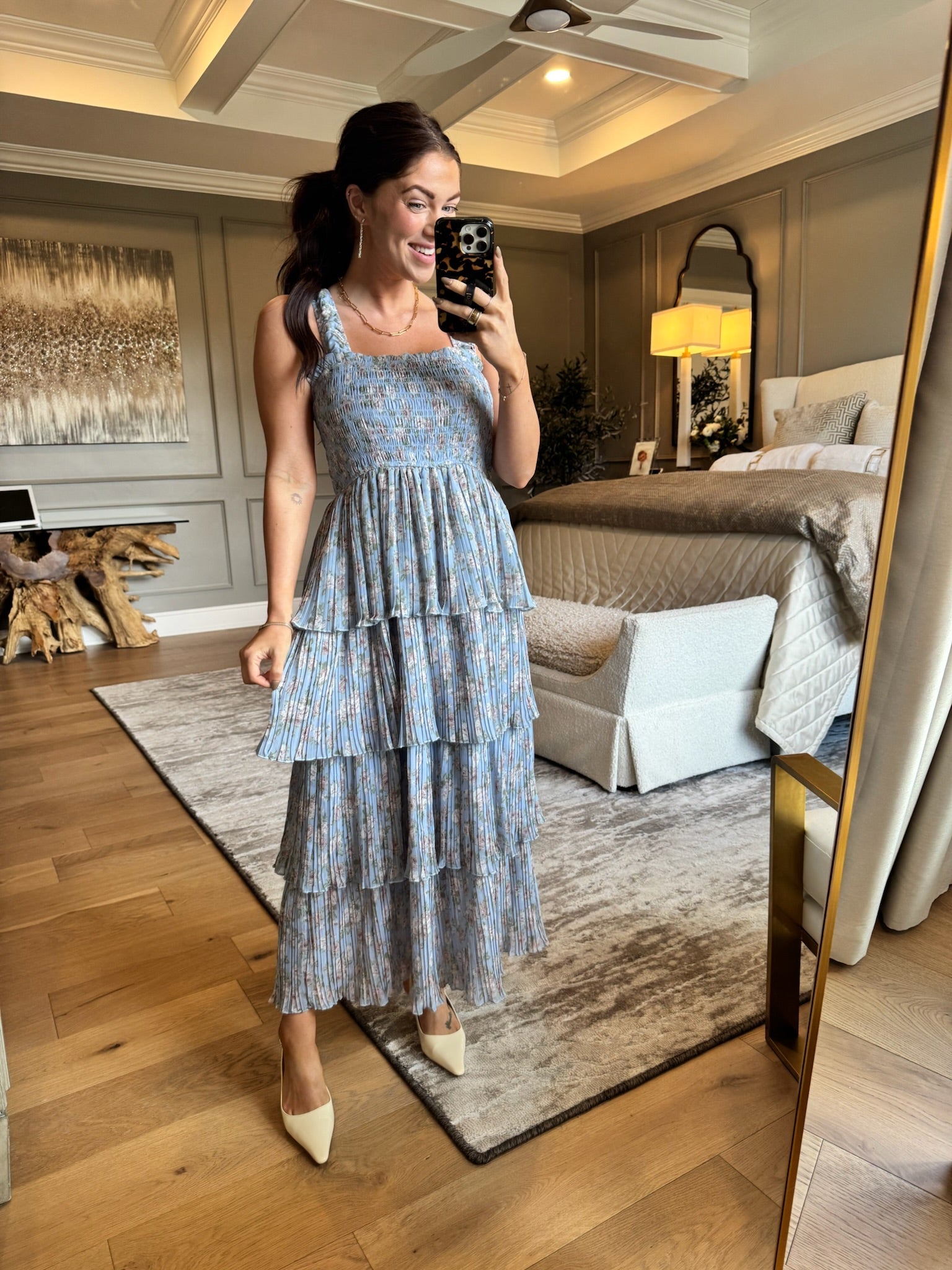 Sandra: Tiered Floral Midi Dress