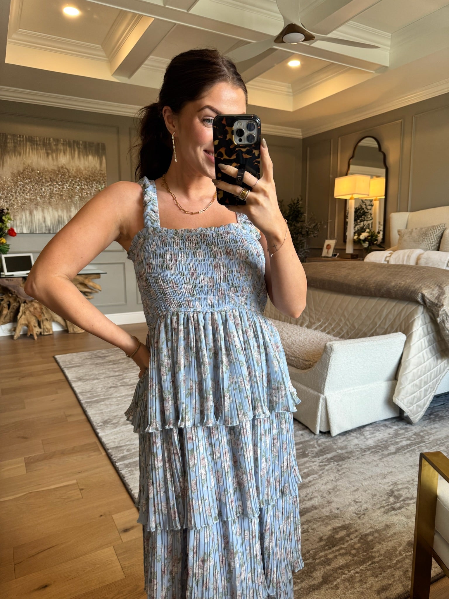 Sandra: Tiered Floral Midi Dress