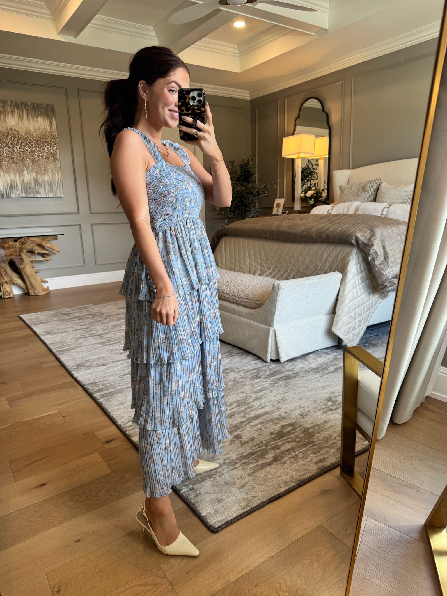 Sandra: Tiered Floral Midi Dress