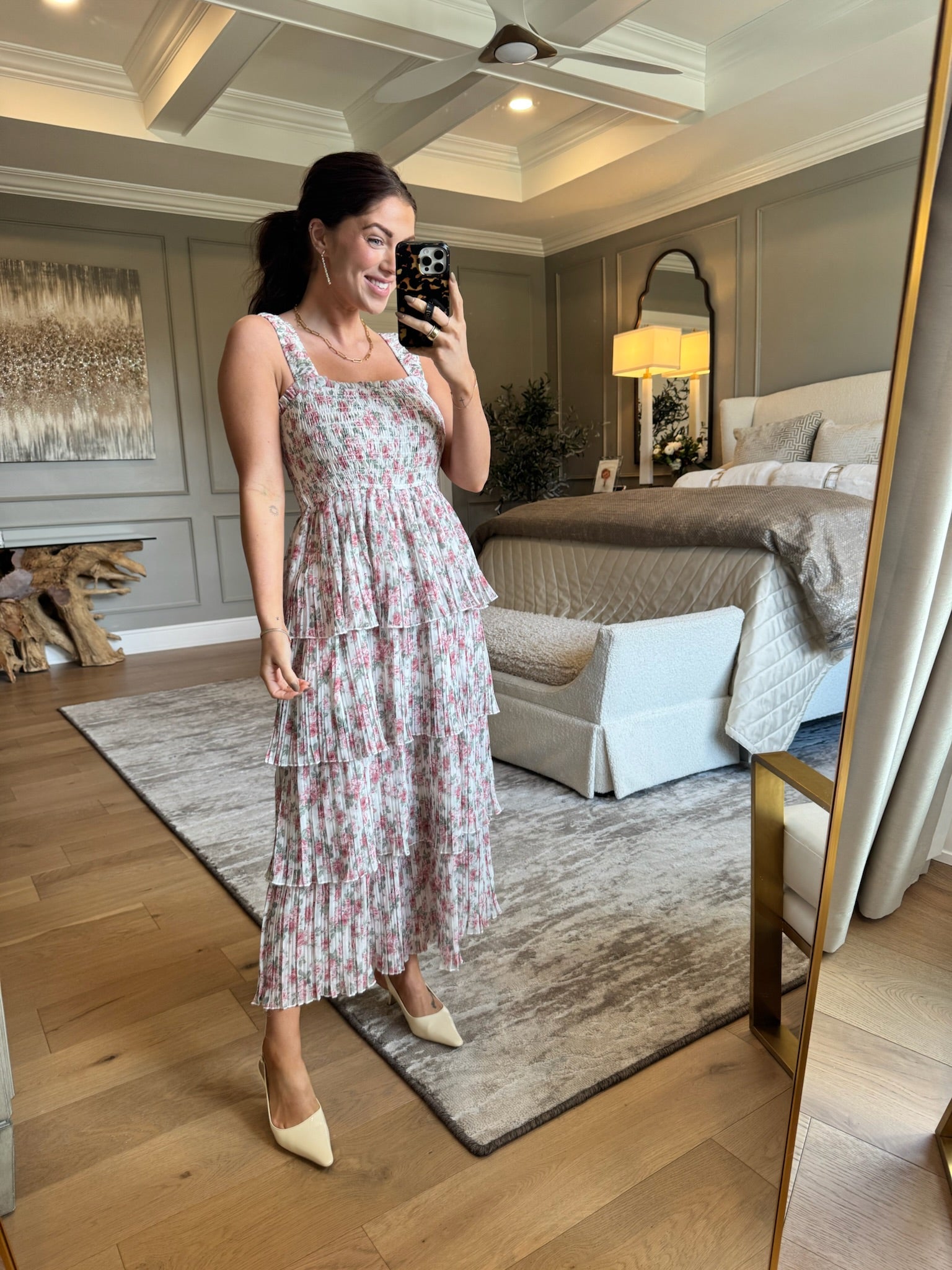 Sandra: Tiered Floral Midi Dress