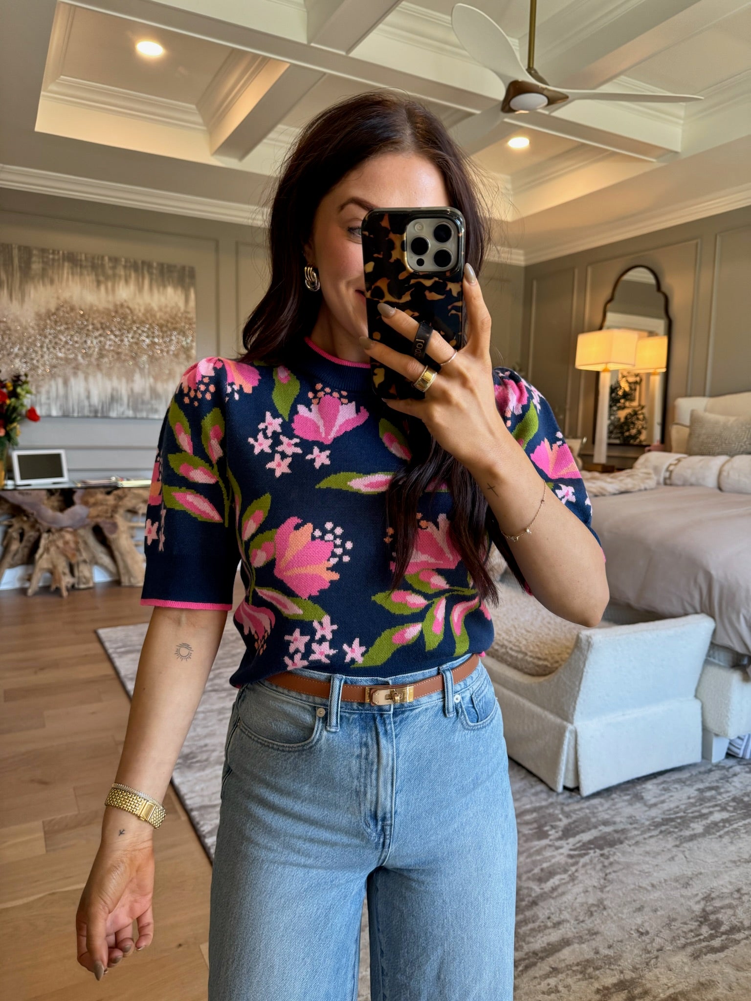 Mercy: Textured Floral Top