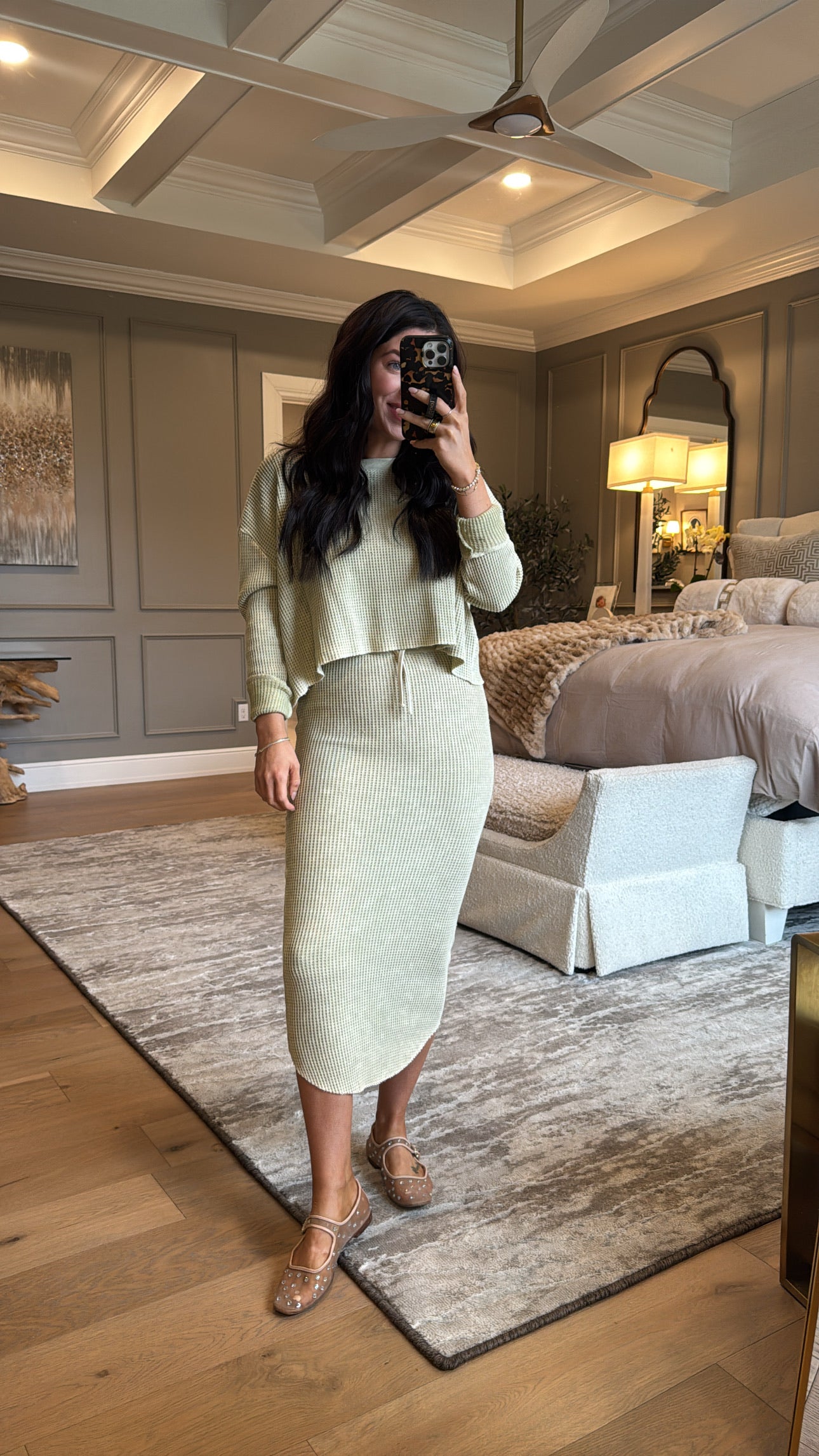 Hunter: Rib Knit Long Sleeve Top w/ Skirt Set