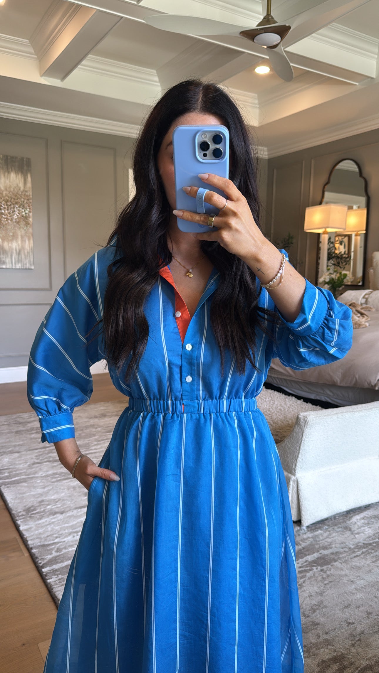 Natahlie: Collared Long Sleeve Striped Dress