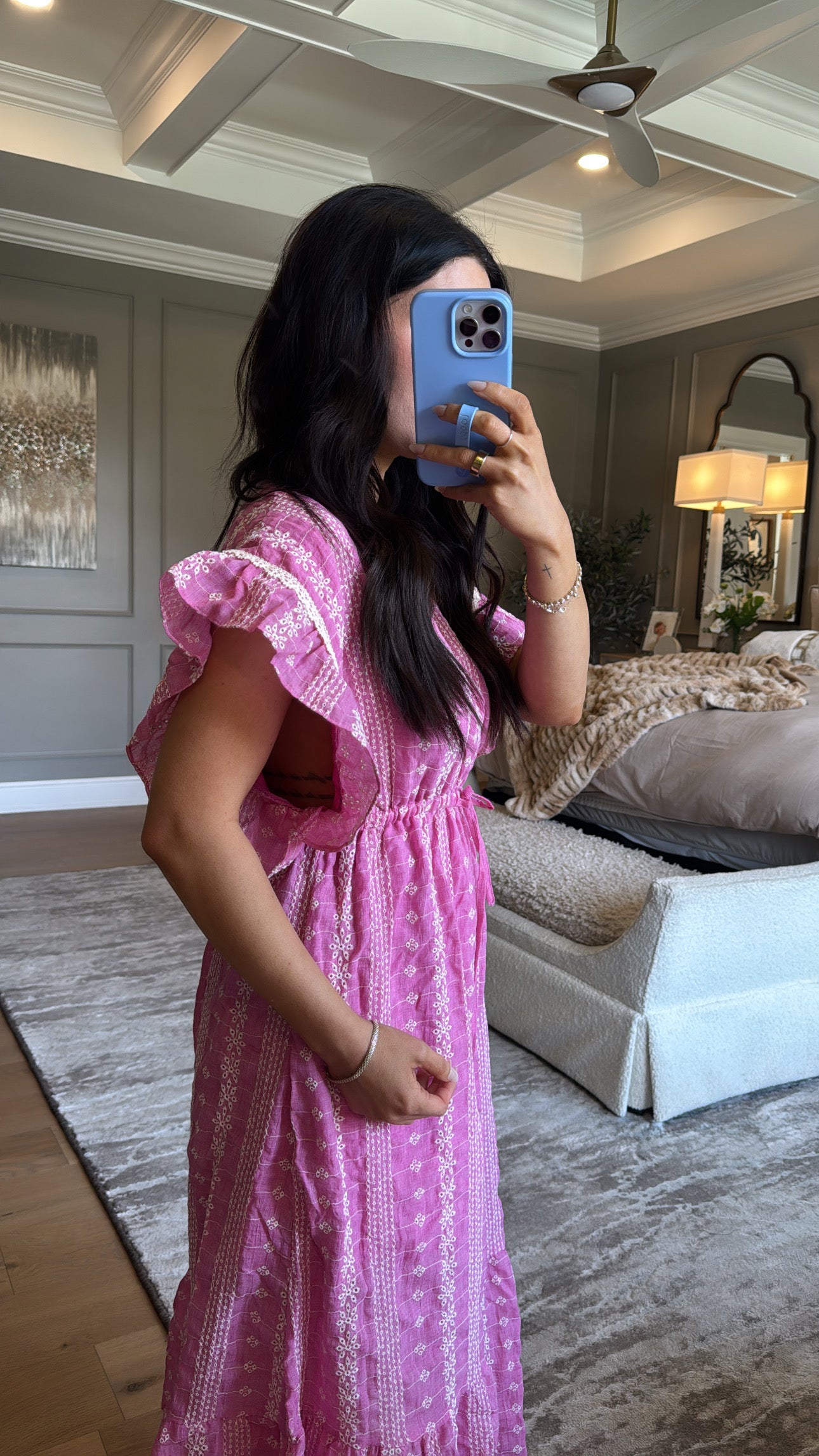 Tarynn: Tie Waist Embroidered Dress