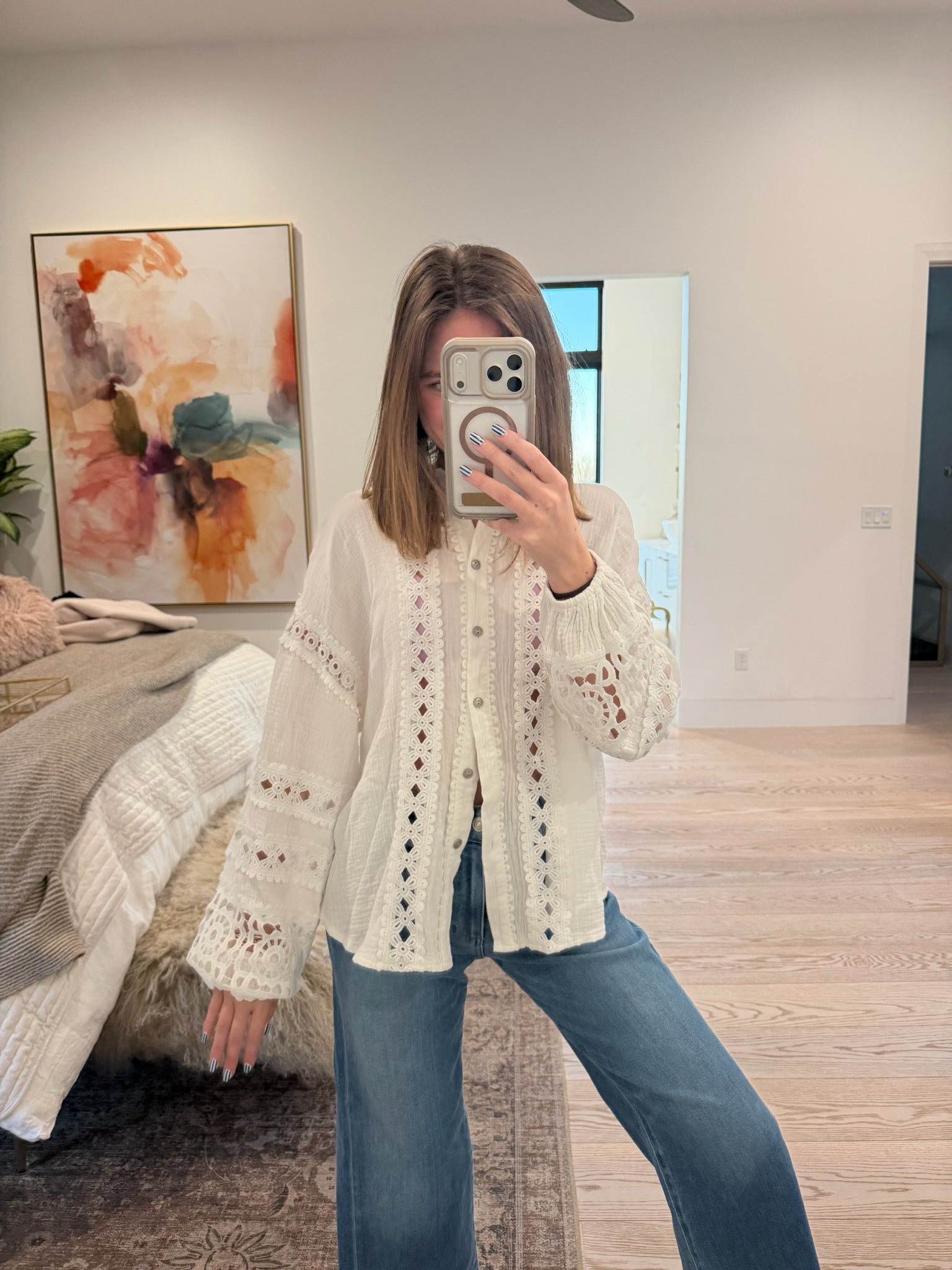 Brenn: Floral Lace Gauze Top