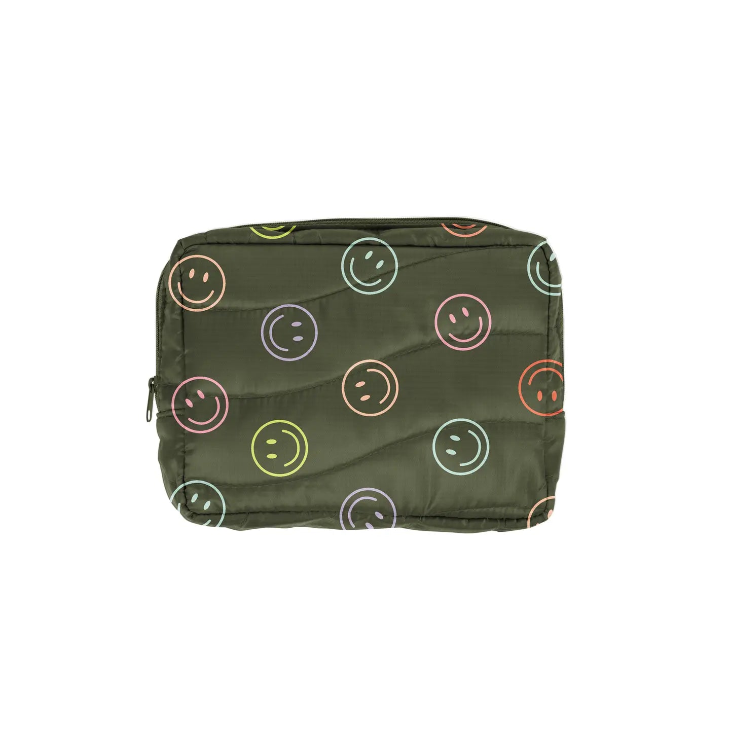 Green Smiley Puff Pouch
