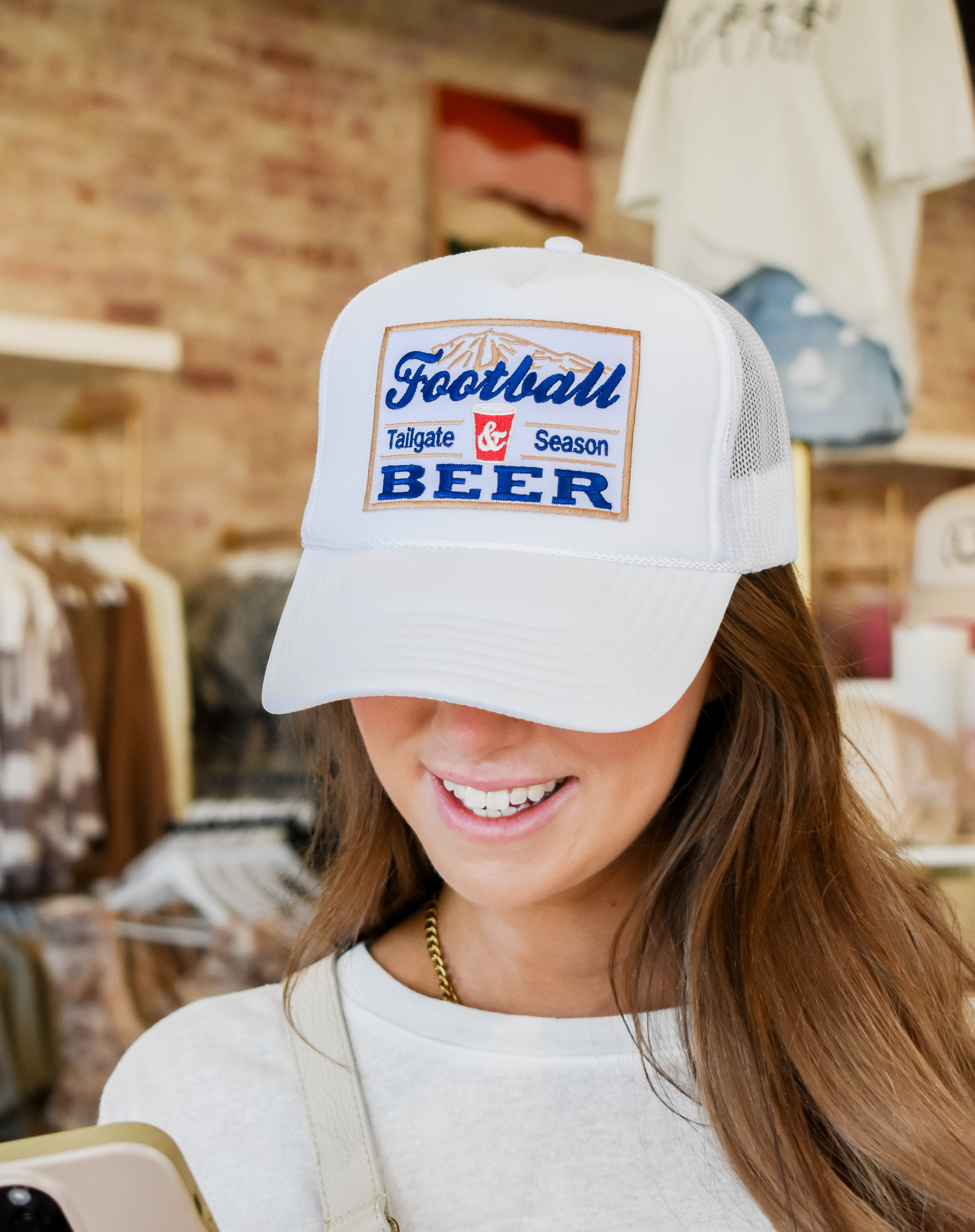 Football & Beer Patch Trucker Hat