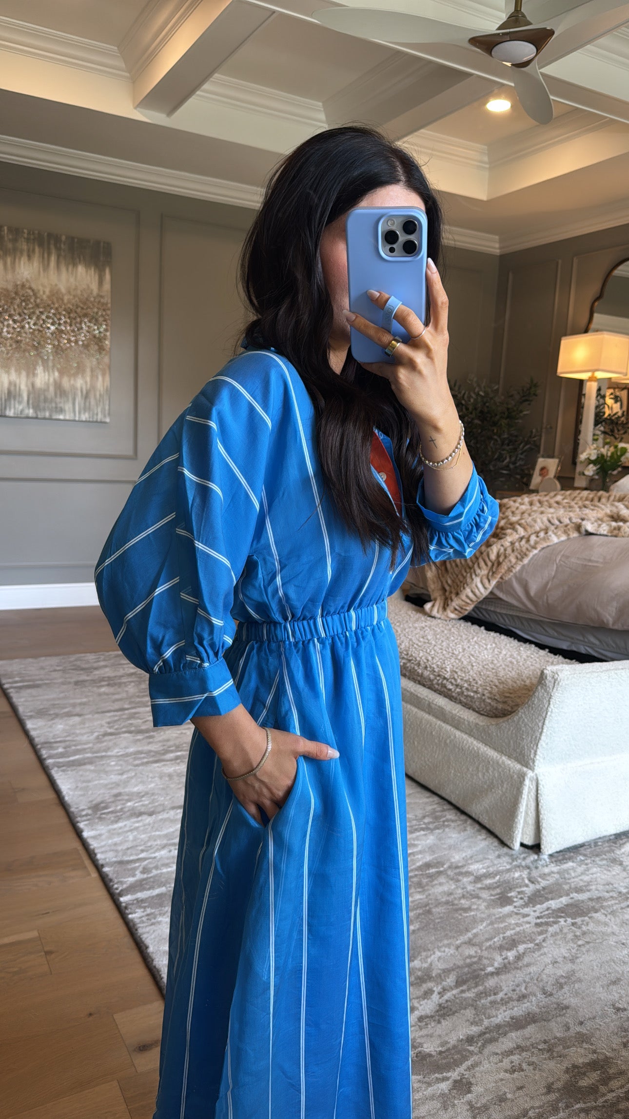 Natahlie: Collared Long Sleeve Striped Dress
