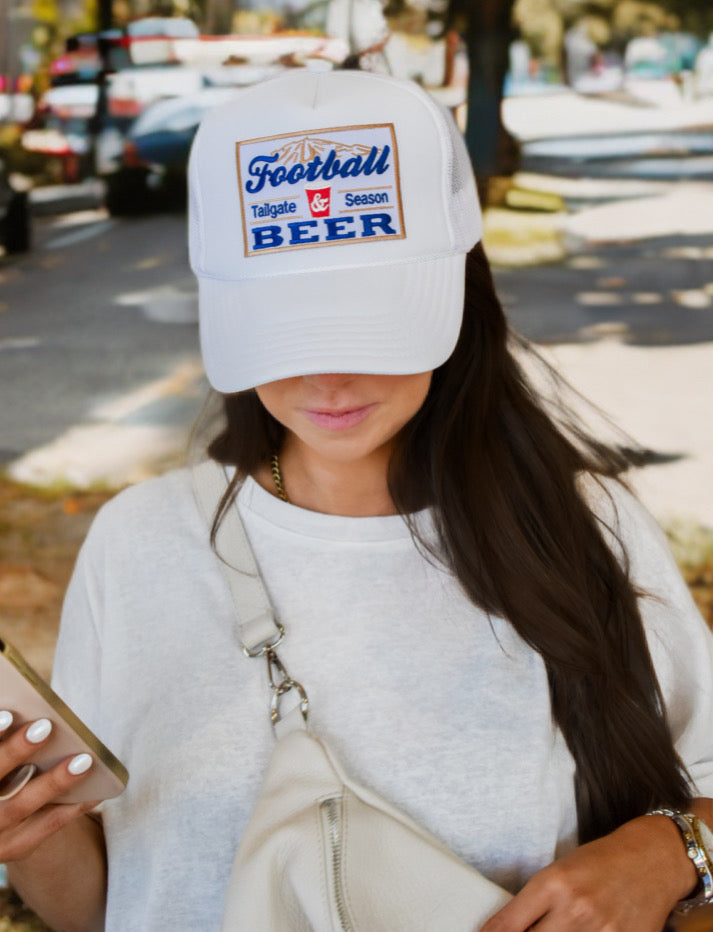 Football & Beer Patch Trucker Hat