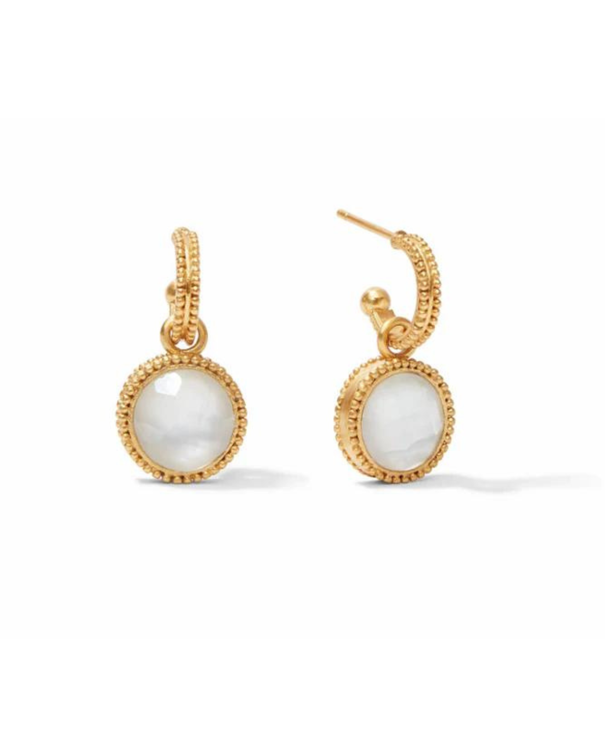 JV Fleur-de-Lis Hoop & Charm Earrings - Clear Crystal