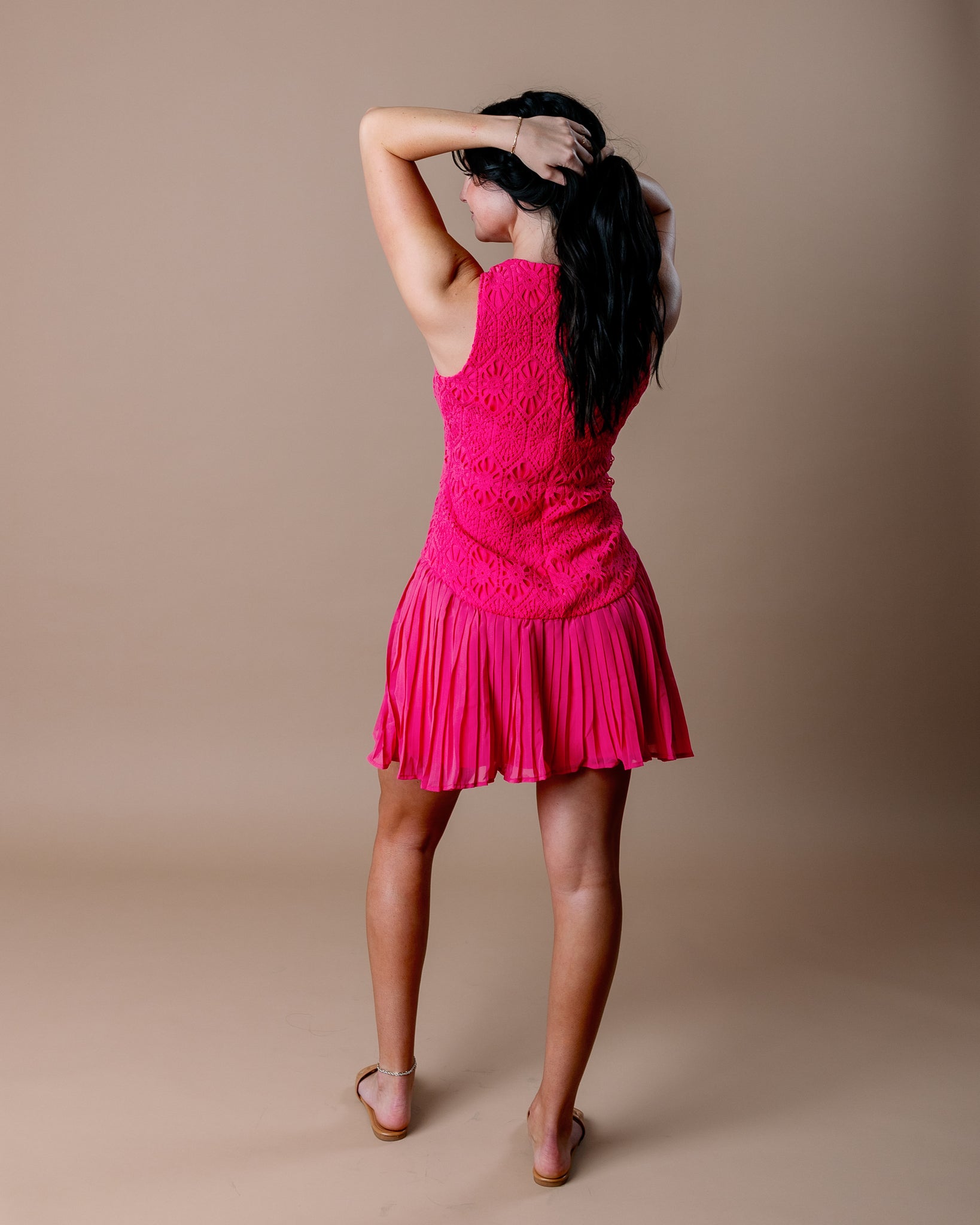 Cabo Pleated Dress - Hot Pink