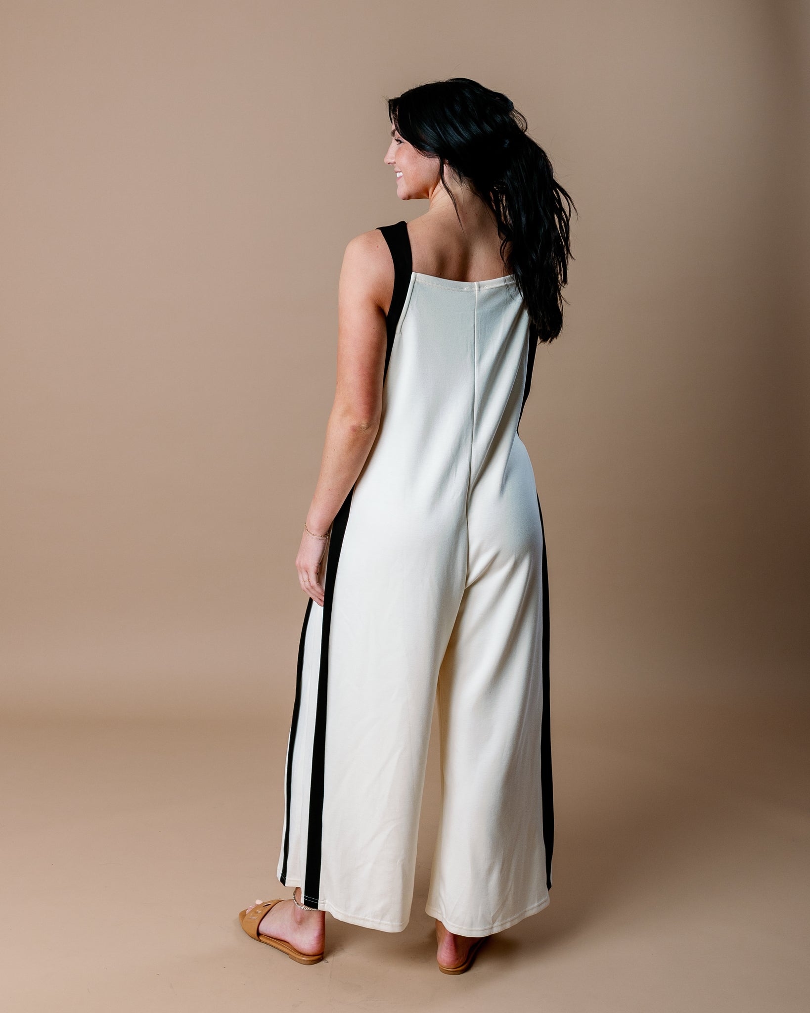 Barcelona Striped Jumpsuit - Eggshell