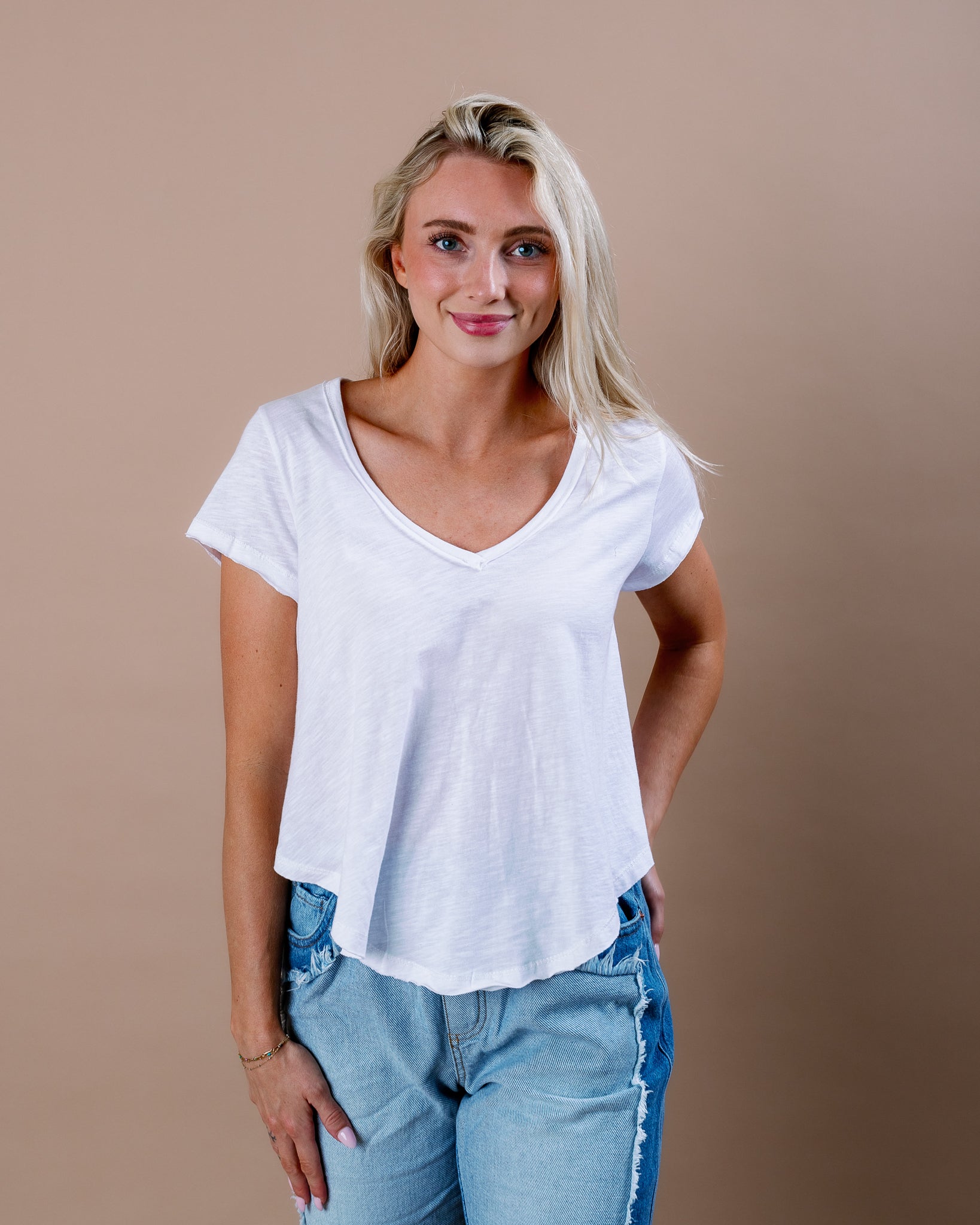 Exposed Seam V-neck Top